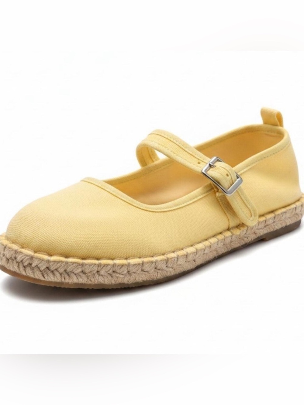 Old Navy Pale Yellow Canvas Mary Jane Flats with Buckle Strap
